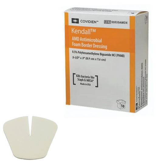 KENDALL AMD Antimicrobial Fenestrated Foam Dressing Size 8.8 x 7.5 cm - Box/10