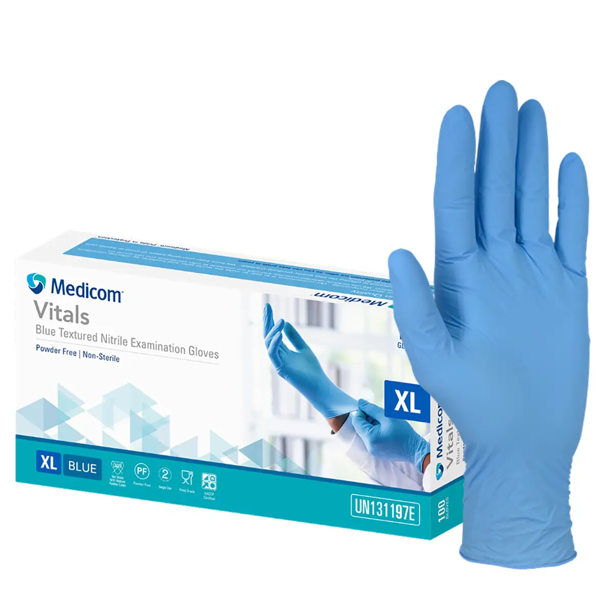 Medicom Vitals Nitrile Gloves – Blue, Powder-Free  Small