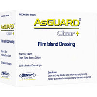 AsGUARD Clear+ Film Sterile Island Dressing 10x30cm (Box of 25)