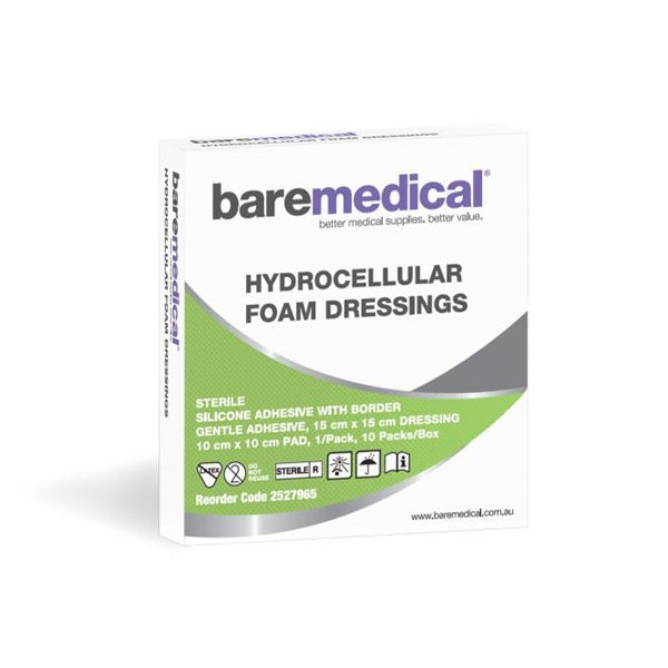 Baremedical Hydrocellular Foam Dressing with Border (Box of 10) Trugrade Medical Supplies Baremedical Hydrocellular Foam Dressing with Border (Box of 10) Trugrade Medical Supplies