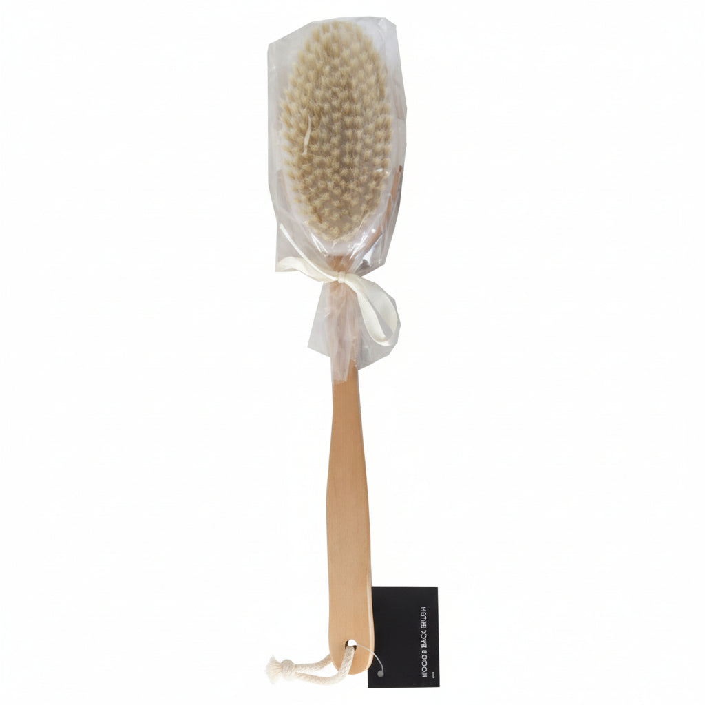 Beauty+ Wooden Bristle Back Brush for deep cleansing and gentle massage.