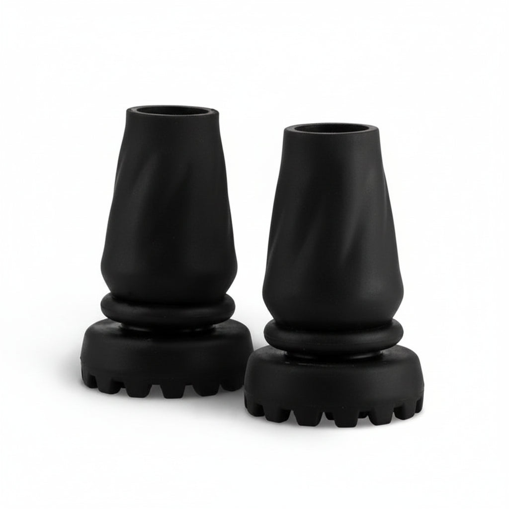 Close-up of BeMed Walking Stick Tip Black showing durable rubber material.