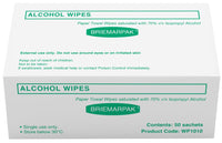 Briemar Alcohol Wipes with 70% IPA - Paper Towel (Box of 50)