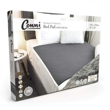 Conni Reusable Bed Pad with Tuck-ins  White - 100 x 100cm