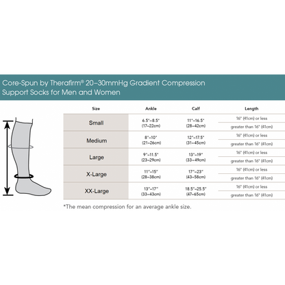 Core-Spun Class 2 Below Knee Moderate Support Socks
