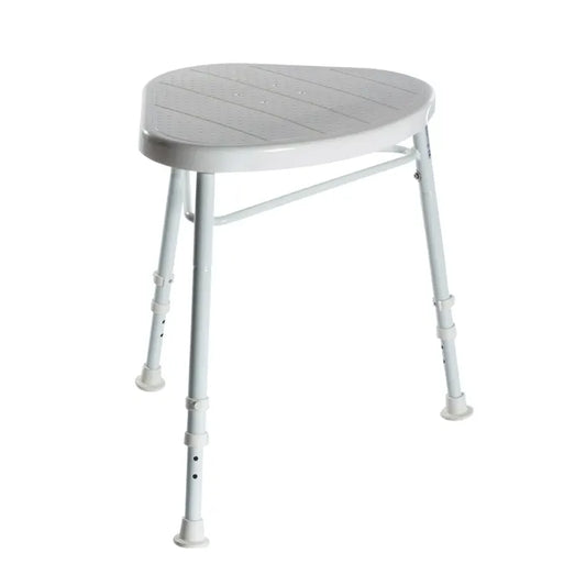 Days Corner Shower Stool front view showing unique corner shape and plastic moulded seat for bathroom safety