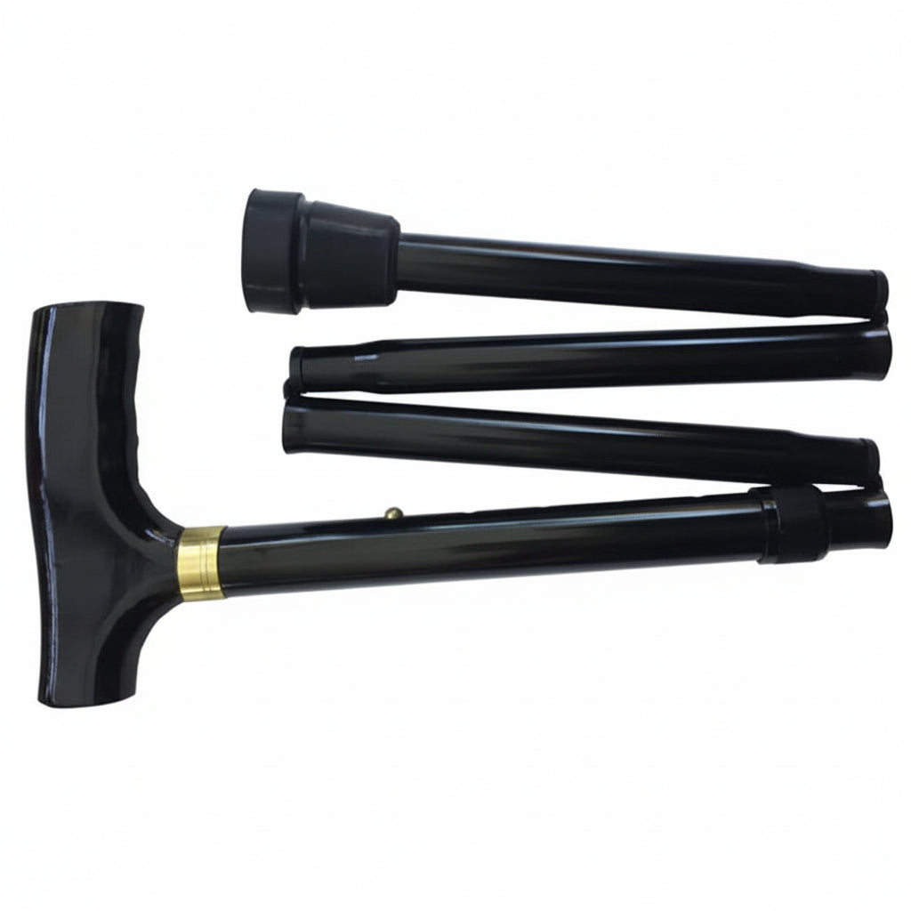 Days Folding Walking Stick folded up for quick storage when not in use showing compact design
