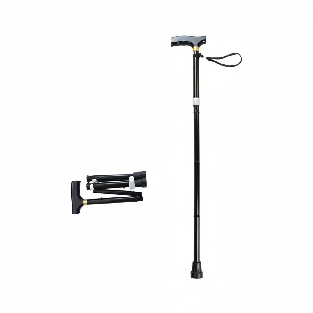 Days Folding Walking Stick full view showing aluminium frame and contoured handle for support and easier walking