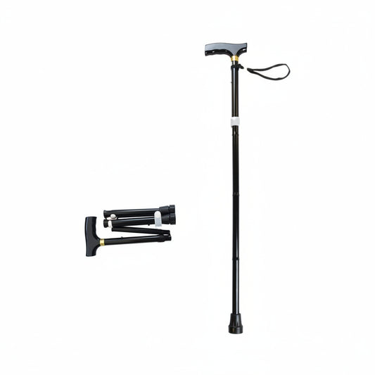 Days Folding Walking Stick full view showing aluminium frame and contoured handle for support and easier walking