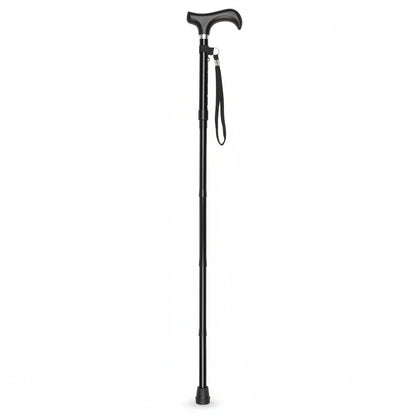 Close-up of contoured handle and anti-slip rubber tip on Days Folding Walking Stick for safety and comfort
