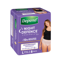 Depend Real Fit Night Defence Large (Carton of 4 x 8 pk)