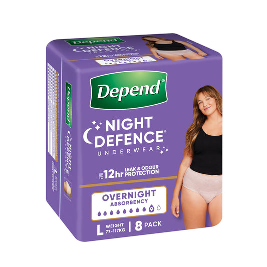 Depend Real Fit Night Defence Large - Carton of 4 x 8pkt