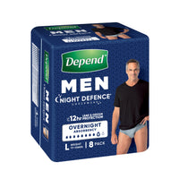 Depend Real Fit Night Defence Underwear Male Large (Carton of 4 x 8pk)