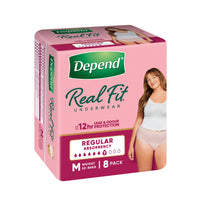 Depend Real Fit Regular Underwear for Women (Carton of 4 x 8pk)
