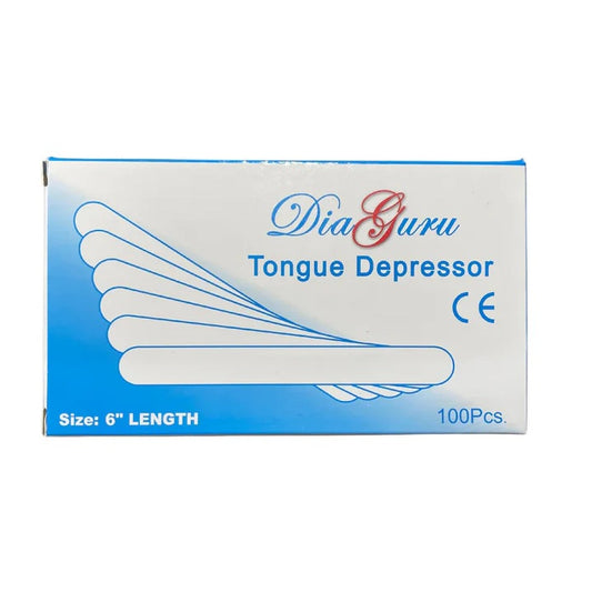 DiaGuru Wooden Tongue Depressor, Non-Sterile - Box of 100