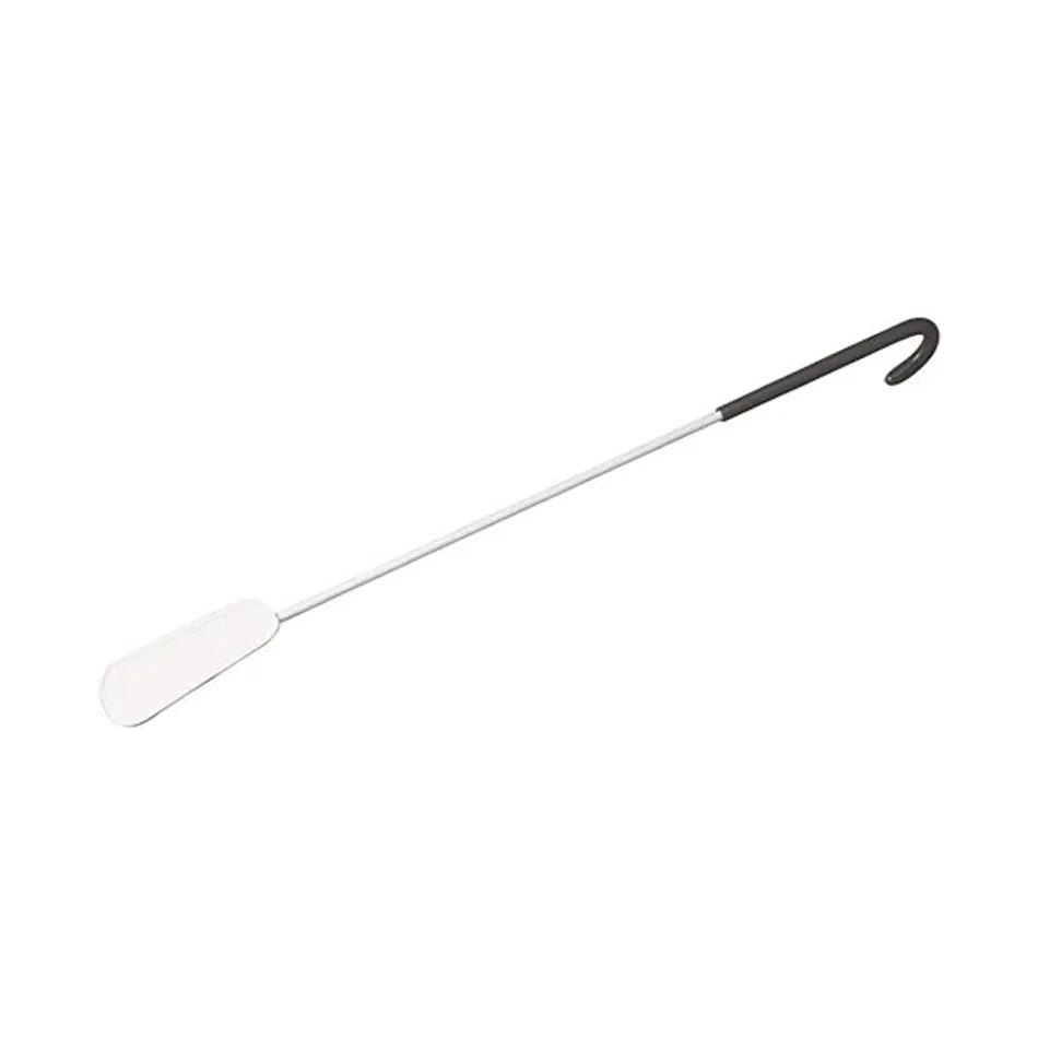 Homecraft metal shoehorn 600mm long with white epoxy coated steel shaft and soft PVC hook grip.