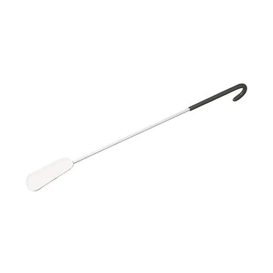 Homecraft metal shoehorn 600mm long with white epoxy coated steel shaft and soft PVC hook grip.
