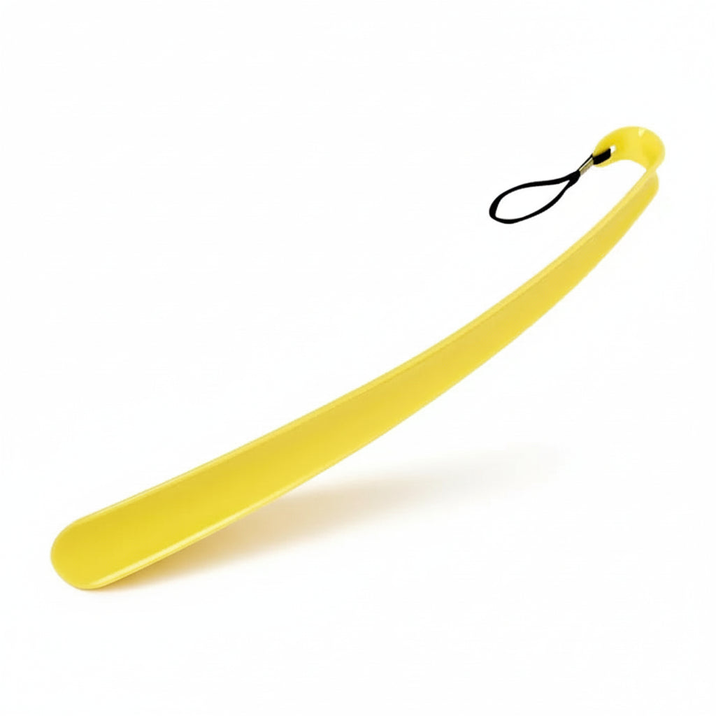 Homecraft moulded plastic shoehorn, 430mm long, with attached hanging loop.