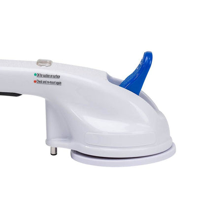 Homecraft Suction Grab Rail attached to smooth bathroom tiles providing shower stability and balance.