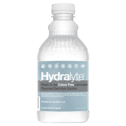 Hydralyte Liquid 1L Lemonade flavor - rehydration solution.