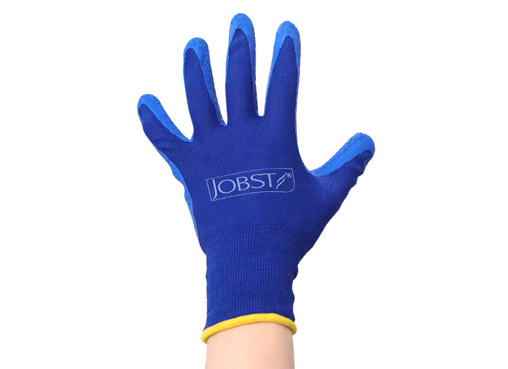 JOBST Grip Glove Blue in medium and large sizes for easy compression stocking application