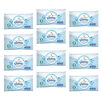 Kleenex Flushable Wipes Fragrance Free  Carton - 12 x Pack of 36 wipes