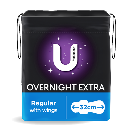 U By Kotex Overnight Extra Pads Regular with Wings Packaging Option Pack