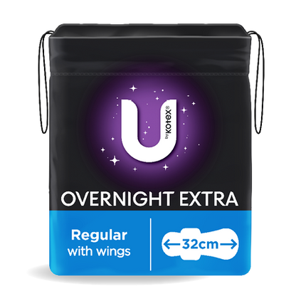 U By Kotex Overnight Extra Pads Regular with Wings Packaging Option Pack