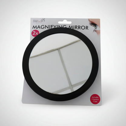 Magnifying Mirror 17cm with 2x magnification and 3 suction cups.

