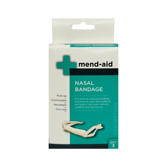 Mend-Aid Nasal Bandage - Sterile, box of 3, for post-surgery or injury care.