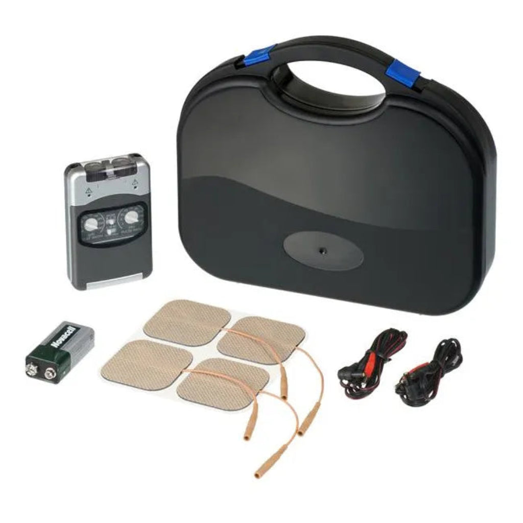 Metron Pro TENS Unit with timer, carry case, electrodes and leads.