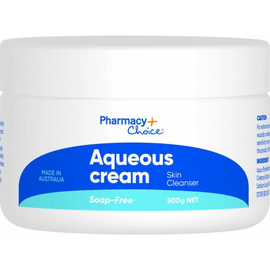 Aqueous Cream 500g Jar: Non-greasy moisturizer for dry, sensitive skin.