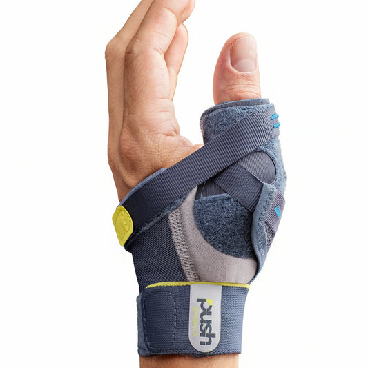 Push Sports Thumb Brace front view showing thumb cap and strap system