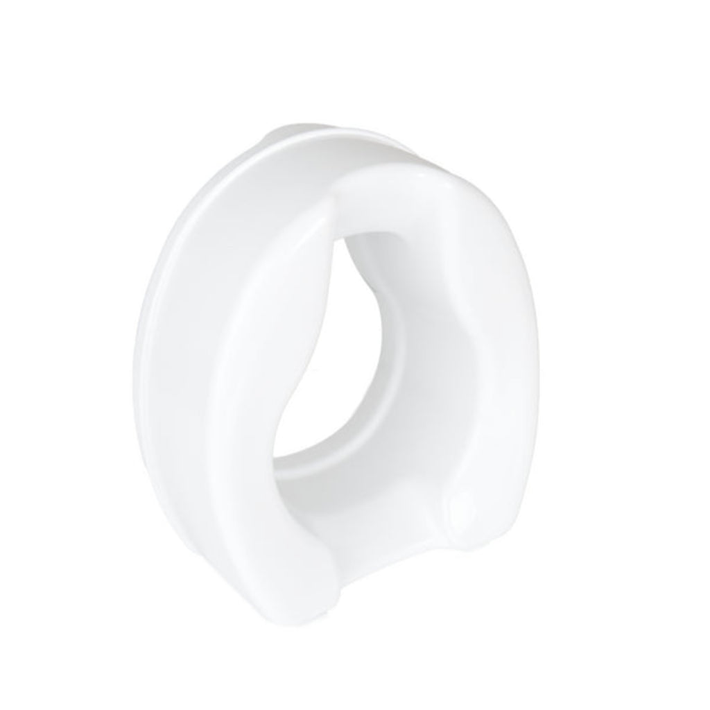 The Savanah Elevated Toilet Seat without a lid, available in 50mm, 100mm, and 150mm height options for bathroom safety.