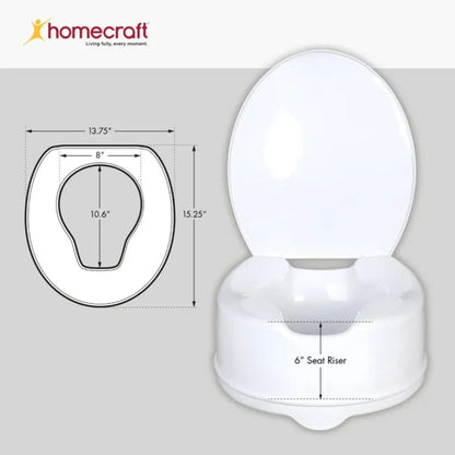 Savanah Raised Toilet Seat installed on standard toilet showing adjustable brackets and security.