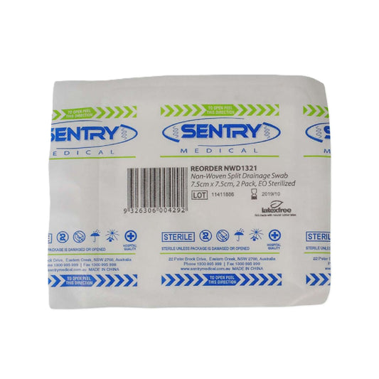 Sentry Non-Woven Split Drainage Swab 7.5cm x 7.5cm (Pack of 50)