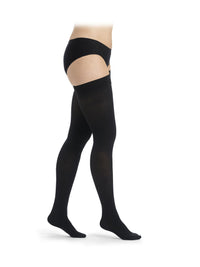 Sigvaris Cotton Class 1 Thigh Knobbed Grip-Top Closed Toe - Black