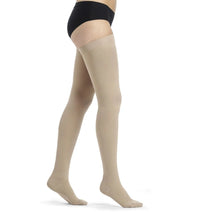 Sigvaris Cotton Class 1 Thigh Knobbed Grip-Top Closed Toe - Nature/Beige