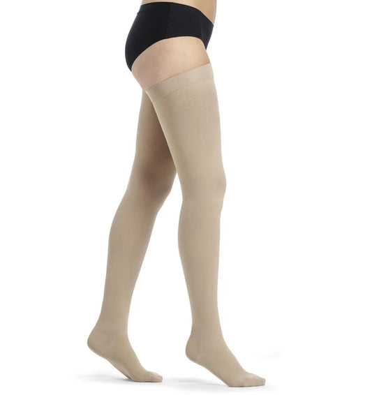 Sigvaris Cotton Class 1 Thigh Knobbed Grip-Top Closed Toe - Nature/Beige