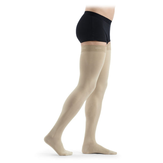 Sigvaris Cotton Class 2 Thigh Knobbed Grip-Top Closed Toe - Nature