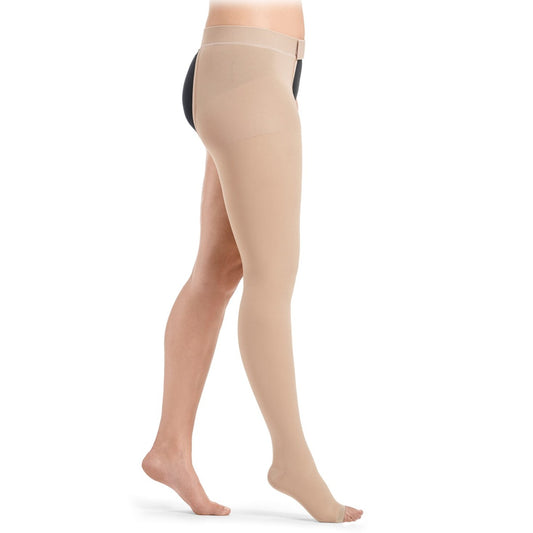 Sigvaris Cotton Class 2 Thigh with Waist Attachment Open Toe - Nature (1 Piece) (LEFT LEG)