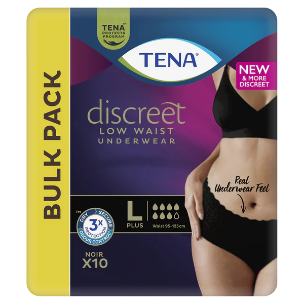 TENA Discreet Low Waist Underwear - Black