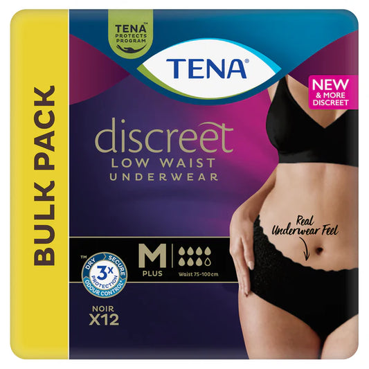 TENA Discreet Low Waist Underwear - Black