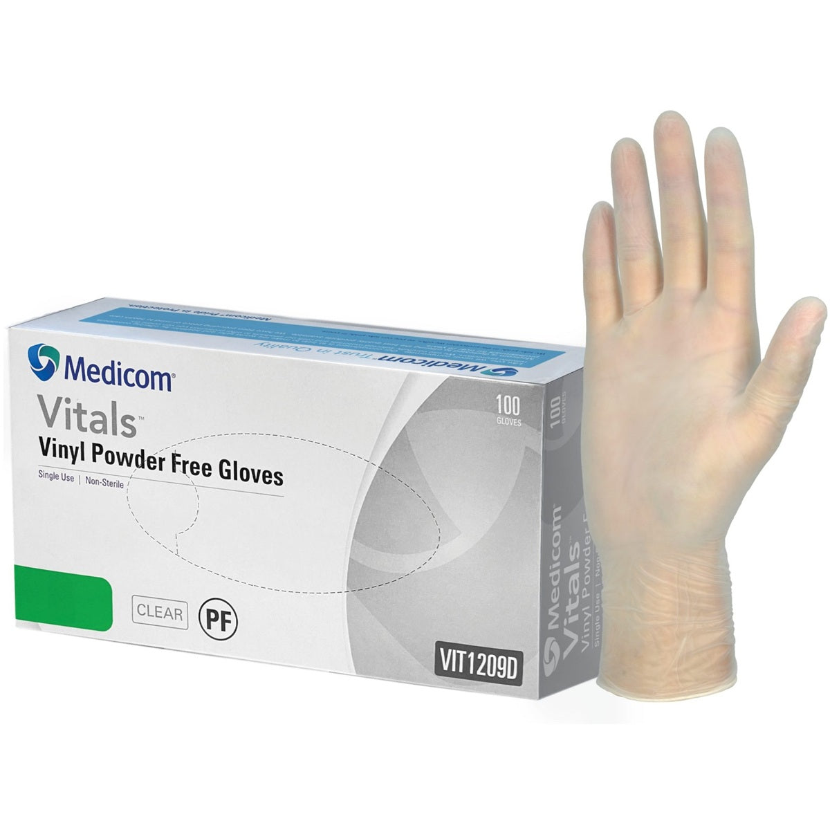 Vitals Vinyl Powder Free Gloves Clear